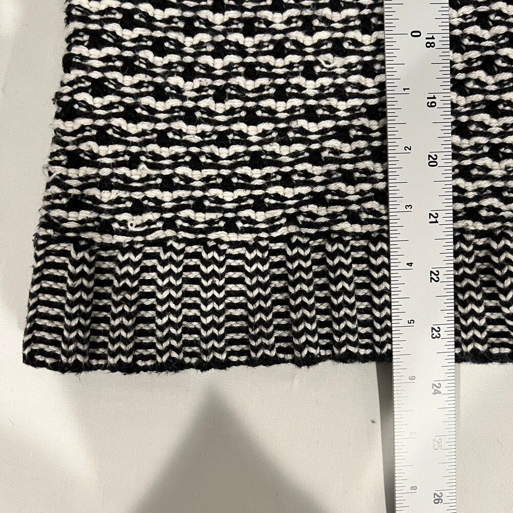 Talbots Open Front Chunky Cardigan Women's M Petite Black White Cotton Wool Blnd - Picture 9 of 9